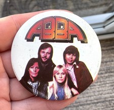 Vintage Original ABBA Large Pin  Badge / Pop Swedish Pop Music Group 1980s
