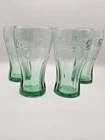 Vintage Coca-Cola- Heavy Flared Rim Green Libby Glasses - Set Of 4