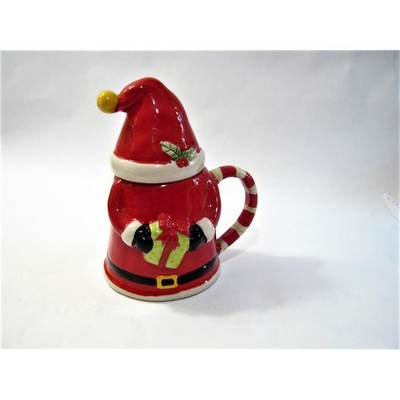 Large Christmas Holiday Santa Claus Coffee Hot Chocolate Red Mug with Lid glo