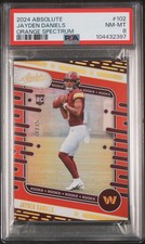 2024 PANINI ABSOLUTE ORANGE SPCTRM #102 JAYDEN DANIELS ROOKIE RC 30/75 PSA 8
