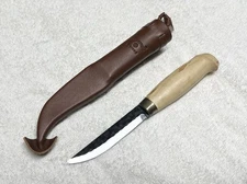 Marttiini Lynx Forged, 4.33in Carbon Steel Blade with Leather Sheath, Never Used