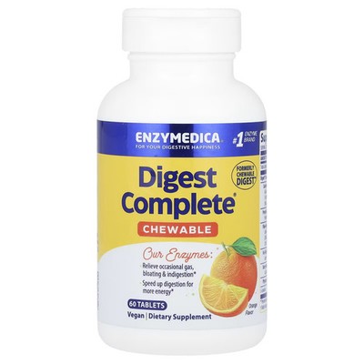 2 X Enzymedica, Digest, Complete Digestion Formula, Orange, 60 Chewable Tablets