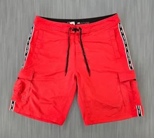 Pelagic Men's Red Blackfin Stretch 11.5" Utility Cargo Boardshorts Size 36