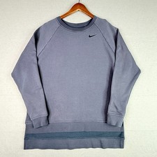 Nike Yoga Pullover Sweatshirt Women s Medium Blue Dri-Fit Side Slit Soft Cozy