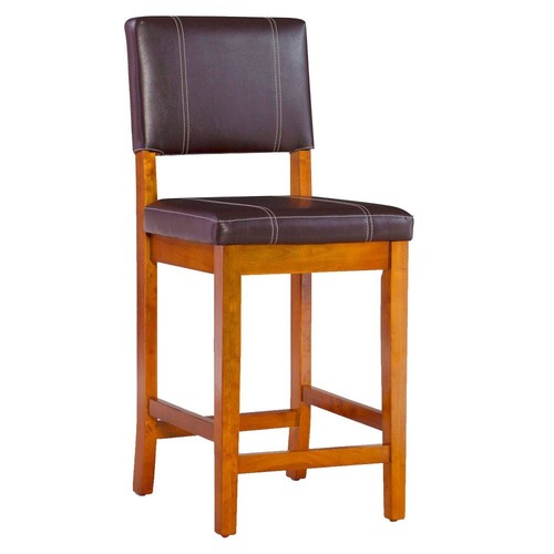 24" Milano Padded Back and Seat Faux Leather Counter Height Barstool Brown