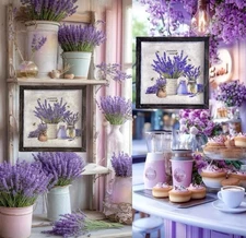 VTG French Lavender Artwork Bumblebee Shabby Chic Cottage Core Farmhouse Rustic