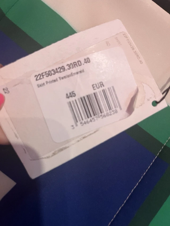 Céline Beautiful Silk Skirt Runaway Paris Square Green Blue NEW Size 40 Foto 4 de 4