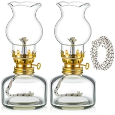 Yexiya 2 Pieces Rustic Oil Lamp Lantern Large Classic Kerosene Lamp Vintage G...