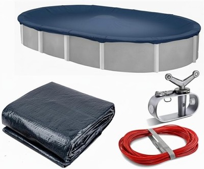 Durable Blue Pool Cover Fits 10x15 Oval Pools with Easy Install