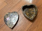 Heart-Shaped Brown Stone Trinket Box with Floral Inlay Lid, Heart Design — photo 2