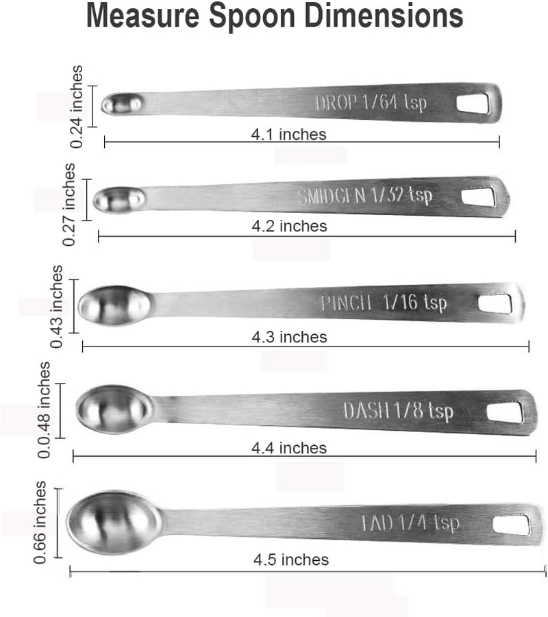 Measuring Spoons Set, Includes 1/4 Tsp, 1/8 Tsp, 1/16 Tsp, 1/32 Tsp, 1/ ...