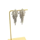 Vintage Drop Dangle Rhinestone 1950s 1960s Earrings Long Chunky Costume Jewelry