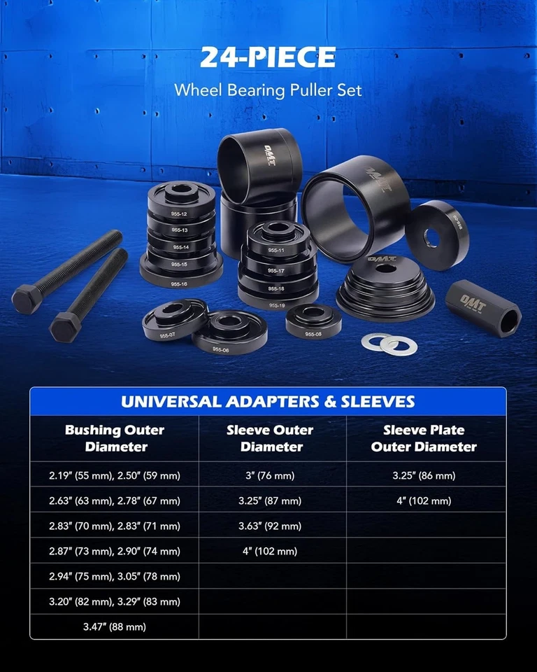 Wheel Bearing Puller Set Steel 24pc Universal Front Wheel Drive Auto Tools — 第 4/4 张图片