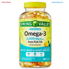 Spring Valley Omega-3 Fish Oil  Brain & Heart Health , 2000 mg, 180 Softgels