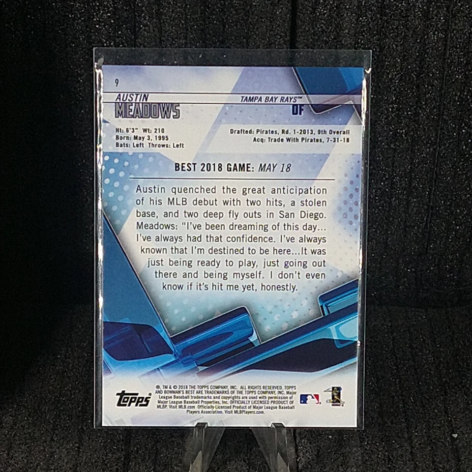 2018 Bowmans Best Austin Meadows RC #9 Rookie Rays Tigers - Image 2 of 2