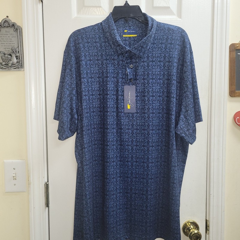 NWT Jack Nicklaus Men’s Golden Bear Polo Golf Short Sleeve Stretch Blue Size XL