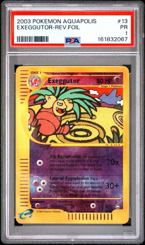 2003 POKEMON AQUAPOLIS #13 EXEGGUTOR-REVERSE FOIL PSA 1