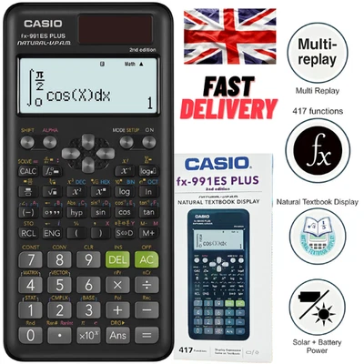 CASIO FX-991ES Plus Advanced Scientific Calculator 417 Functions Black UK