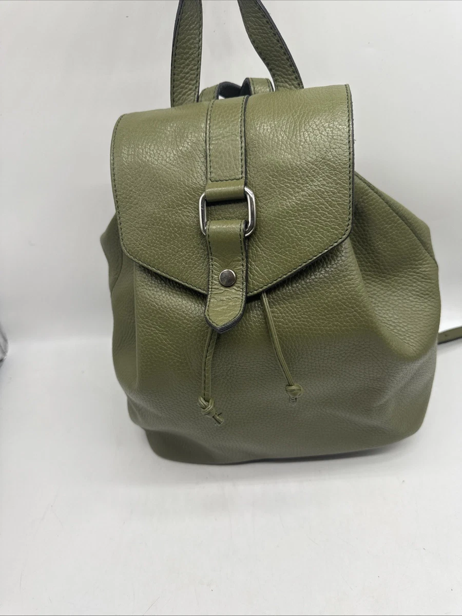 A Bellucci Backpack Green Pebble Leather Purse Made in Italy 
