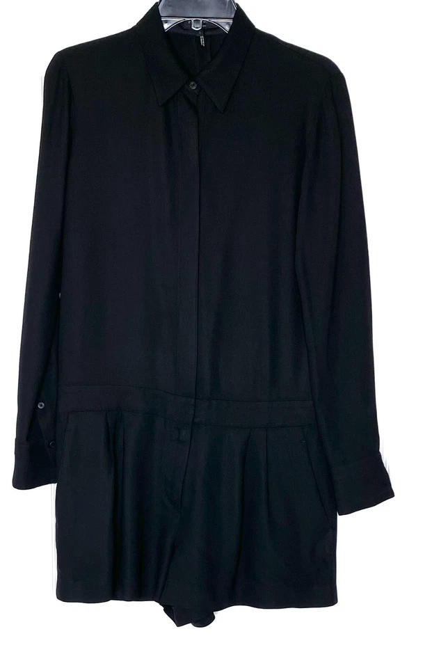 RAG & BONE Black Button-Up Shirt-Dress Shorts Playsuit Romper Jumpsuit 4 = S - Image 4 of 4