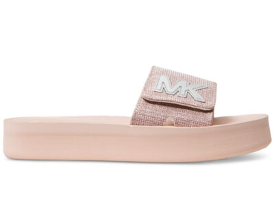 New Michael Kors Women's MK Platform Logo Pool Slide Sandals soft pink shoes  10 | eBay