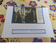MICHELE MORGAN AUTOGRAPH / GLUE PRESS CUT ON BRISTOL 21 x 29.7 cm