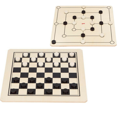 XXL Dame Mühle Spiel Spielbrett 2-seitig aus Holz goki riesig Spiele-Set 