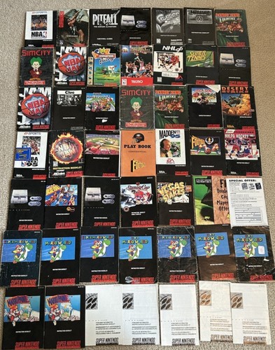 HUGE Lot of Super Nintendo Instruction Manuals Books Super Mario World System