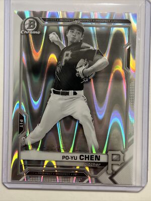2021 Bowman Draft Chrome PO YU CHEN Rc Black & White Ray Wave #BDC-151 Prospect