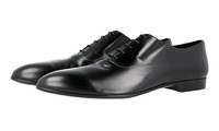 Prada Poliertes Leder Oxford Flexible Business Schuhe 2EG206 Schwarz - 10 44