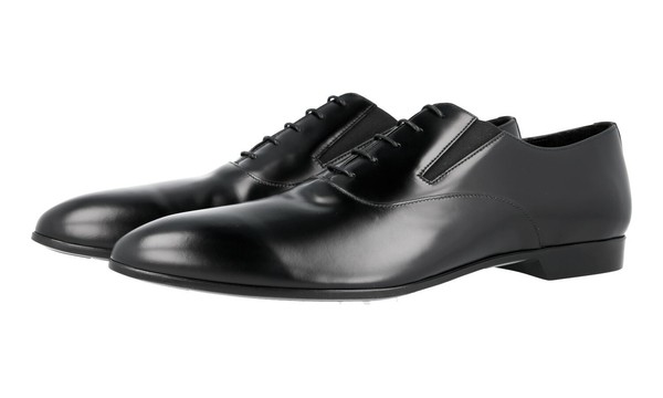 Prada Poliertes Leder Oxford Flexible Business Schuhe 2EG206 Schwarz - 10 44-image