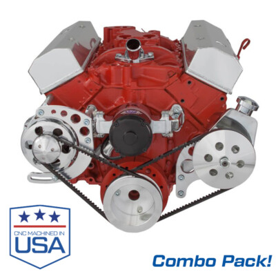 Small Block Chevy Electric Water Pump with ALT and PS Brackets; 283 327 350 SBC