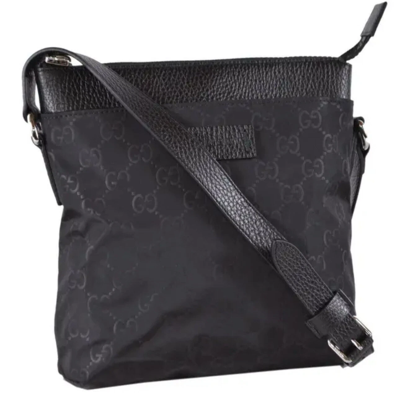 Nuovo Gucci Nero Guccissima Nylon Messenger Tracolla Pelle Nero 510342
