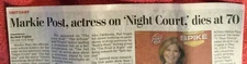 OBITUARY MARKIE POST 1950 - 2021 ACTRESS NIGHT COURT THERES SOMETHING ABOUT MARY