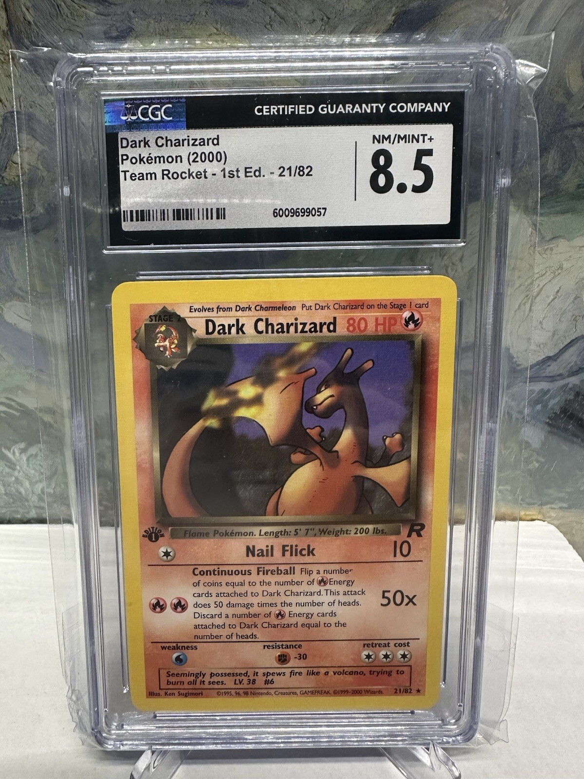 2000 POKEMON 1ST EDITION DARK CHARIZARD 21/82 CGC 8.5 TEAM ROCKET Non Holo