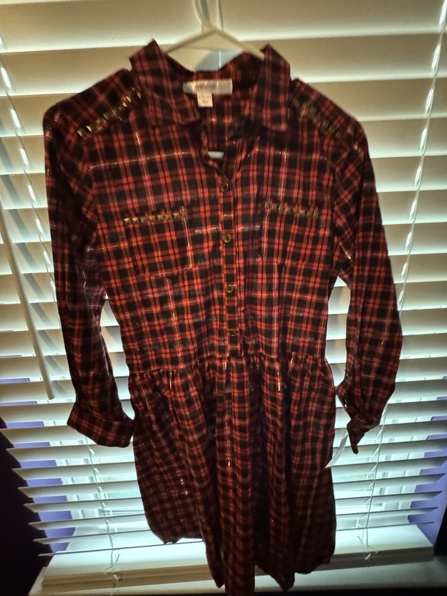 burgundy plaid shirt dress Xhilaration Womens Red Size Large XL/tg 14-16 Ebay Color:Multistripe draped hem dress The Ultimate Guide to Looking for more