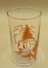 Vintage 1940 Disney Pinocchio Series Dairy Premium Drinking Glass, Cleo Orange
