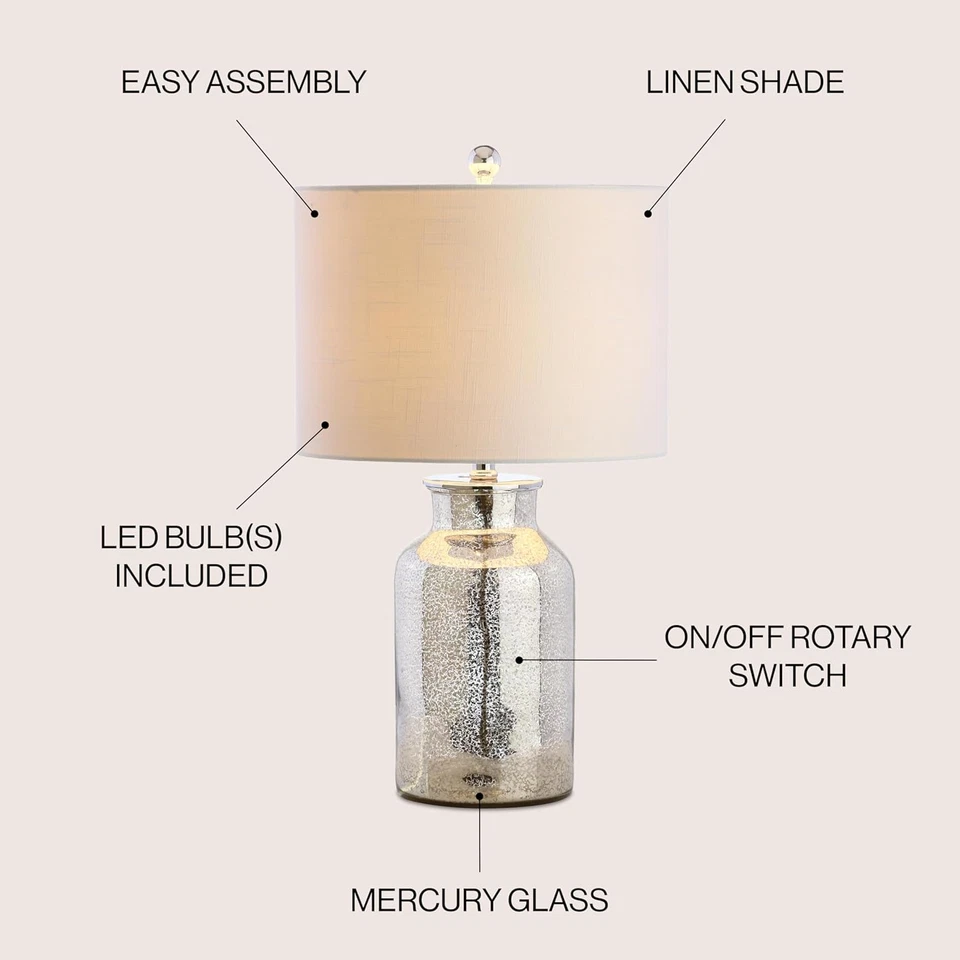 JYL1084A Esmee 24.5" Vidrio Mercurio LED Lámpara de Mesa Contemporánea Camas de Transición Foto 2 de 4