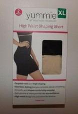 YUMMIE Womens 2 Pk Black Nude High Waist Shaping Short XL X-Large NIP