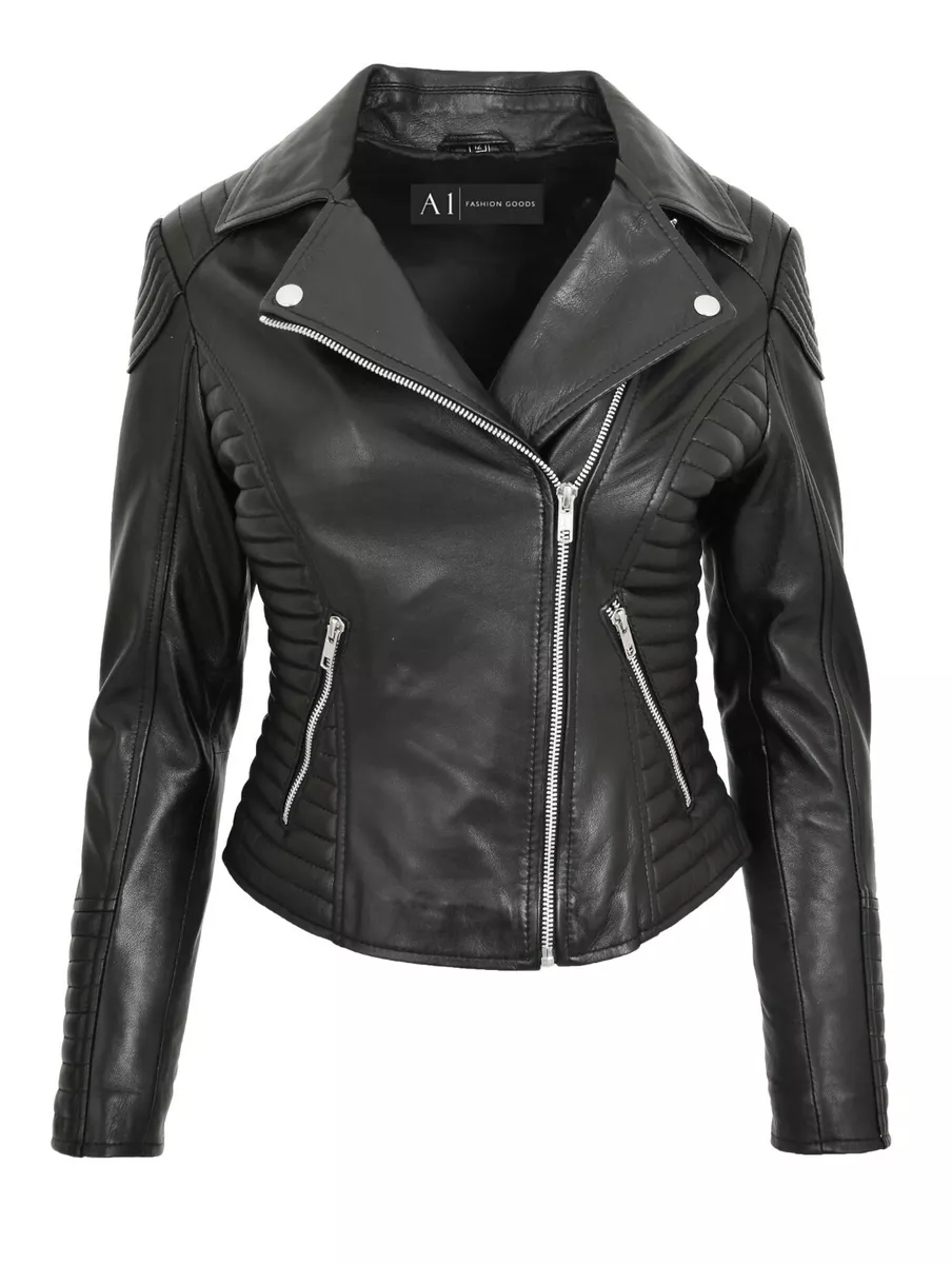 Fitted biker hotsell jacket womens