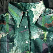 Vintage 70s Abstract Geometric Polyester Disco Shirt