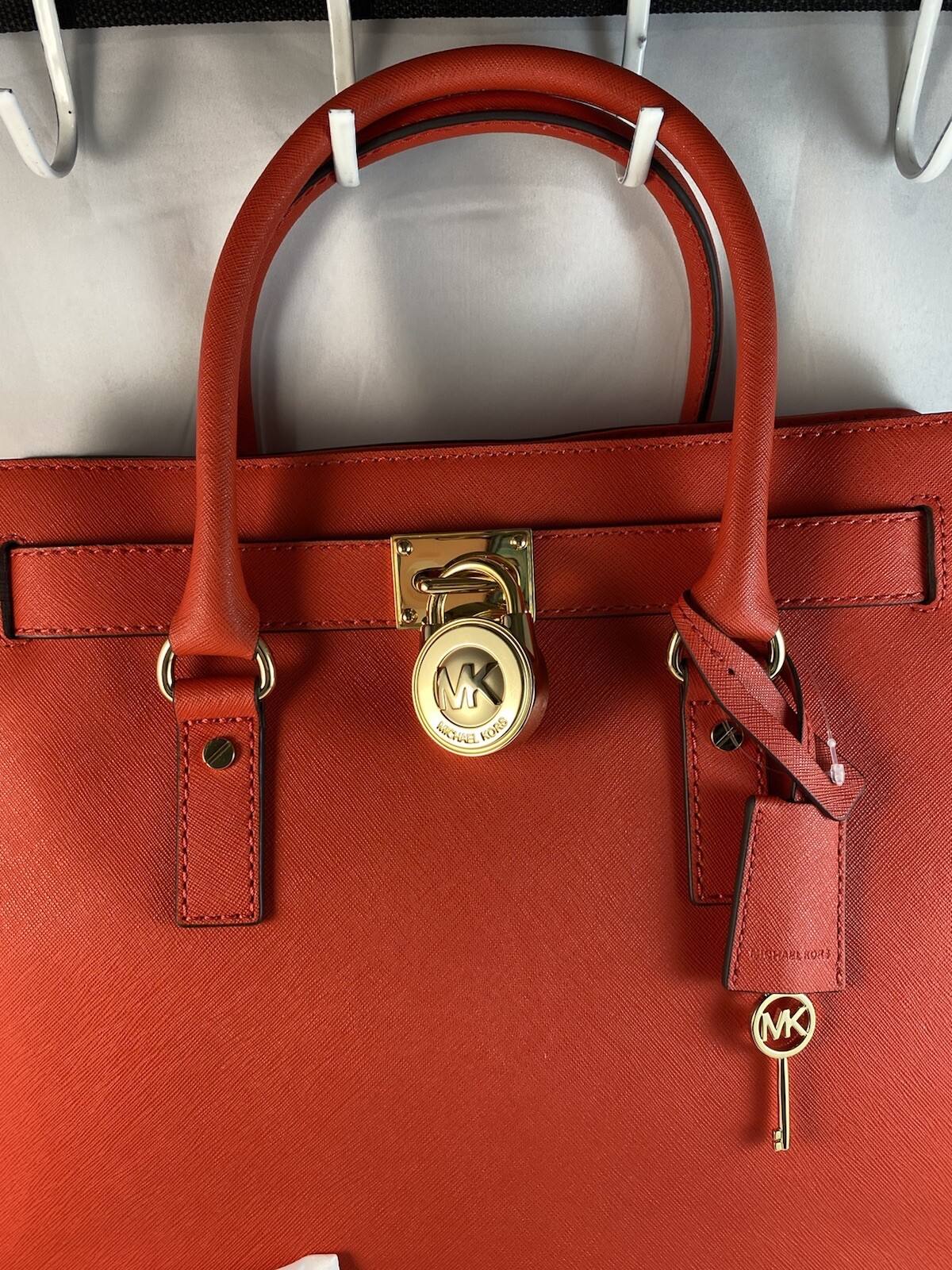 🌹MICHAEL KORS HAMILTON SAFFIANO LEATHER TOTE BAG ~ MANDARIN & GOLD ~ LARGE image 2