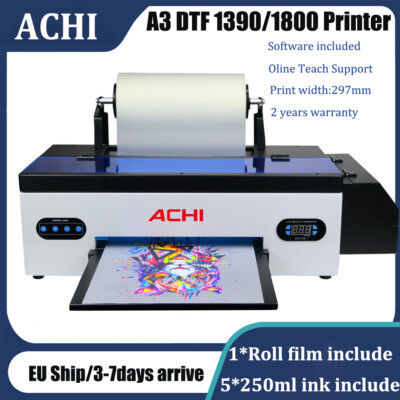 DTF A3 Printer EPSON1390/L1800 Direct to Film Tshirt Flatbed Heat Transfer EU