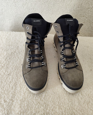 Karl Lagerfeld Boots Shoes Mens Size 10.5 Suede Leather Hiking Lace Up