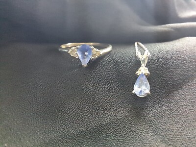 Zales Jewelry Tanzanite Platinum Ring And Necklace set