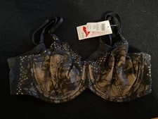 Soma Curvy Couture Glamour Unlined Bra NWT Black/Soft Tan 36D