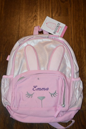 Pottery Barn Kids Mackenzie Critter Pink Bunny Backpack Emma Monogram NWT