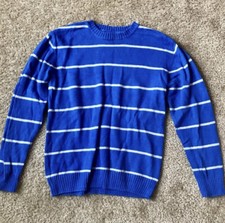 EUC GapKids Blue Stripe Crewneck Sweater Boys Size XL 12 EXCELLENT