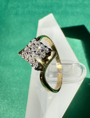Diamond 18K Gold Ring Natural Old Mine Cut Diamonds 2.2g