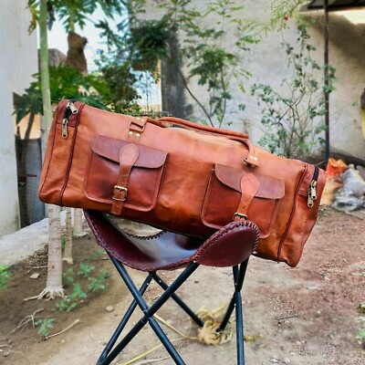 30 Inch Gym Brown Weekend Men's Duffle Overnight Bag Leather